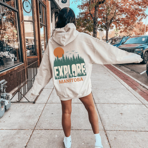 Adventure awaits with our Explore Manitoba Hoodie, designed for those who crave the beauty of the outdoors.